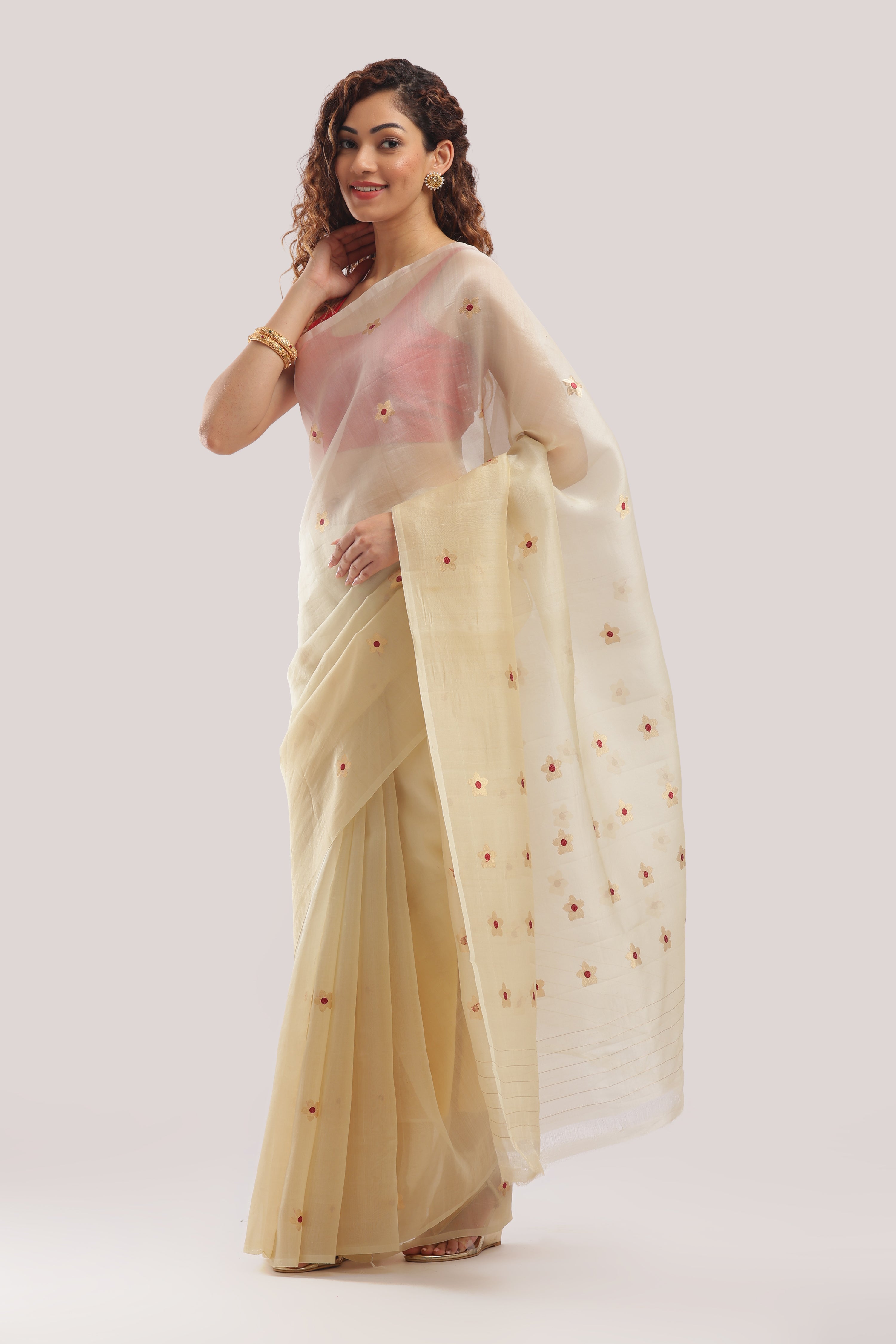 Organza Meena Butti - Creamy Beige