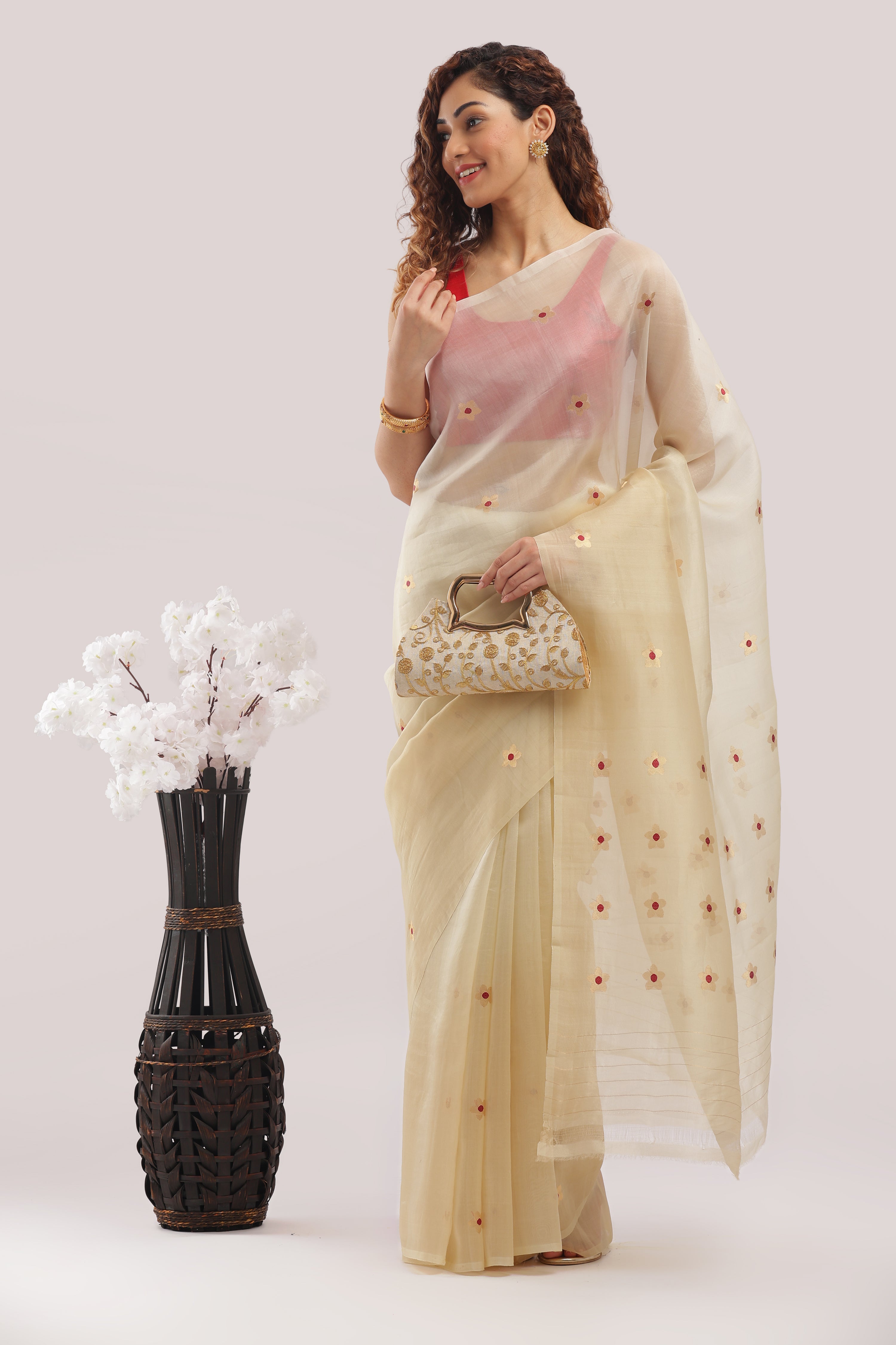 Organza Meena Butti - Creamy Beige