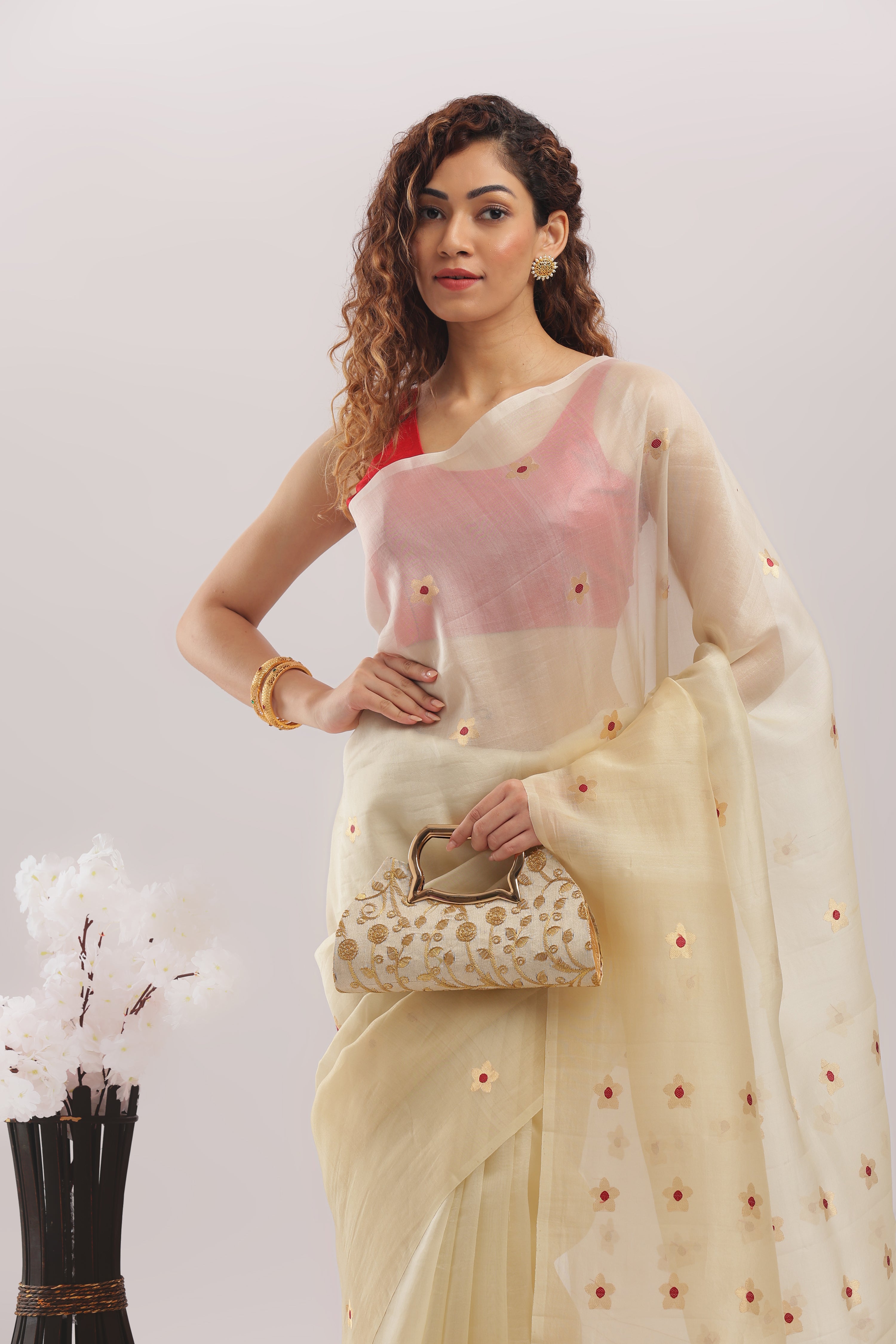 Organza Meena Butti - Creamy Beige