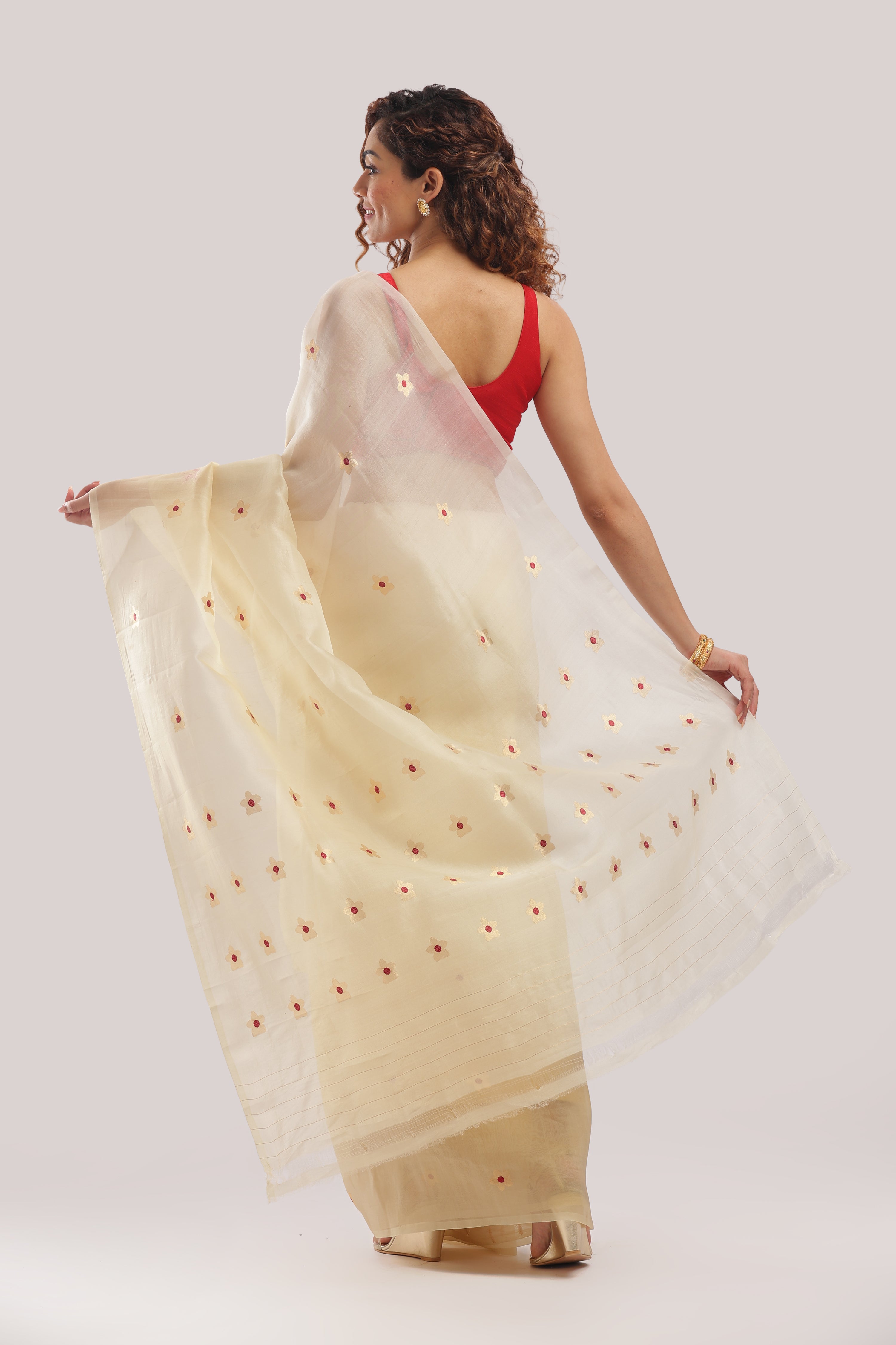 Organza Meena Butti - Creamy Beige