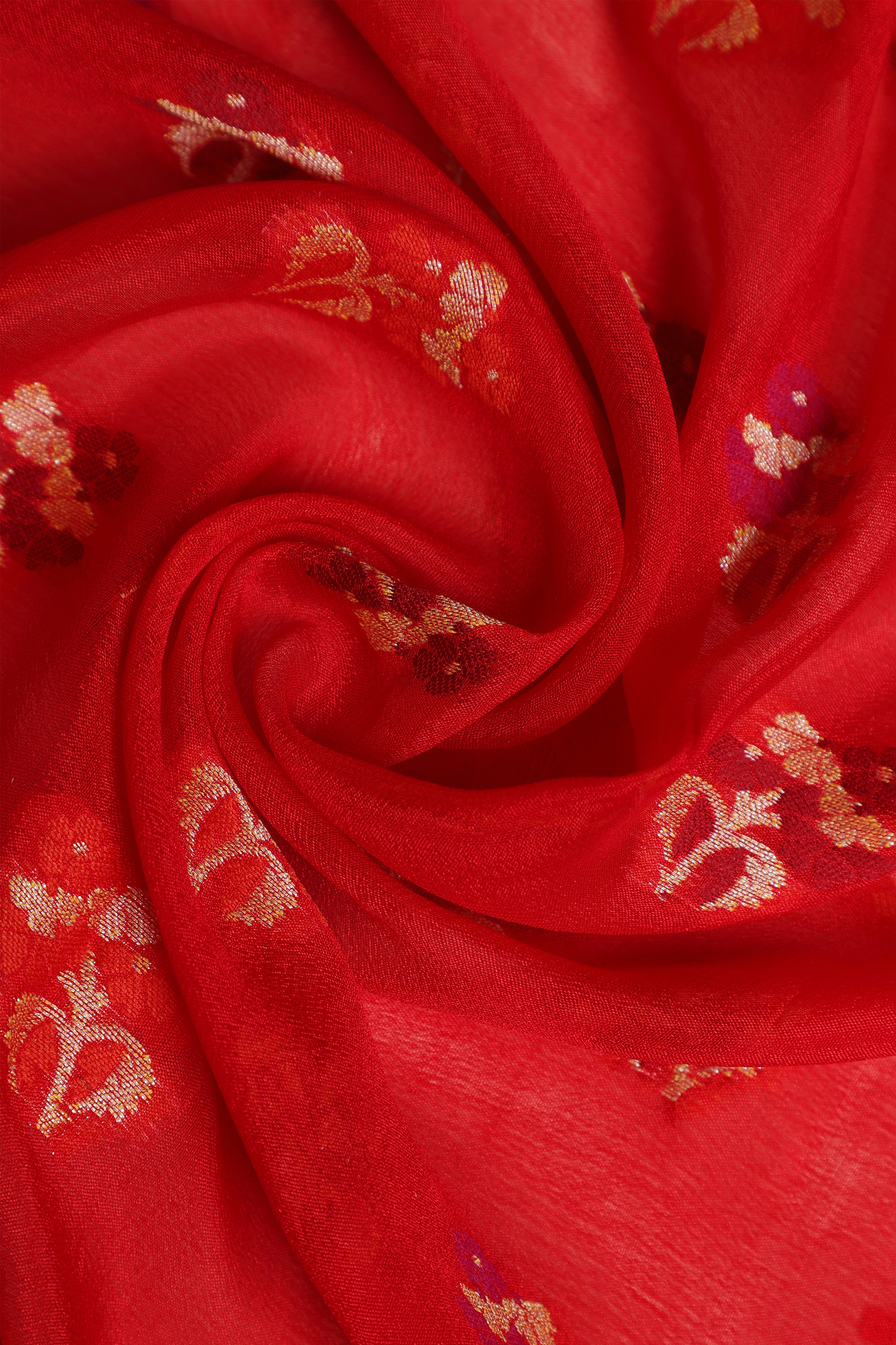 Pure Georgette Khaddi Tilfi Plain Dye Sarees - Rani Pink