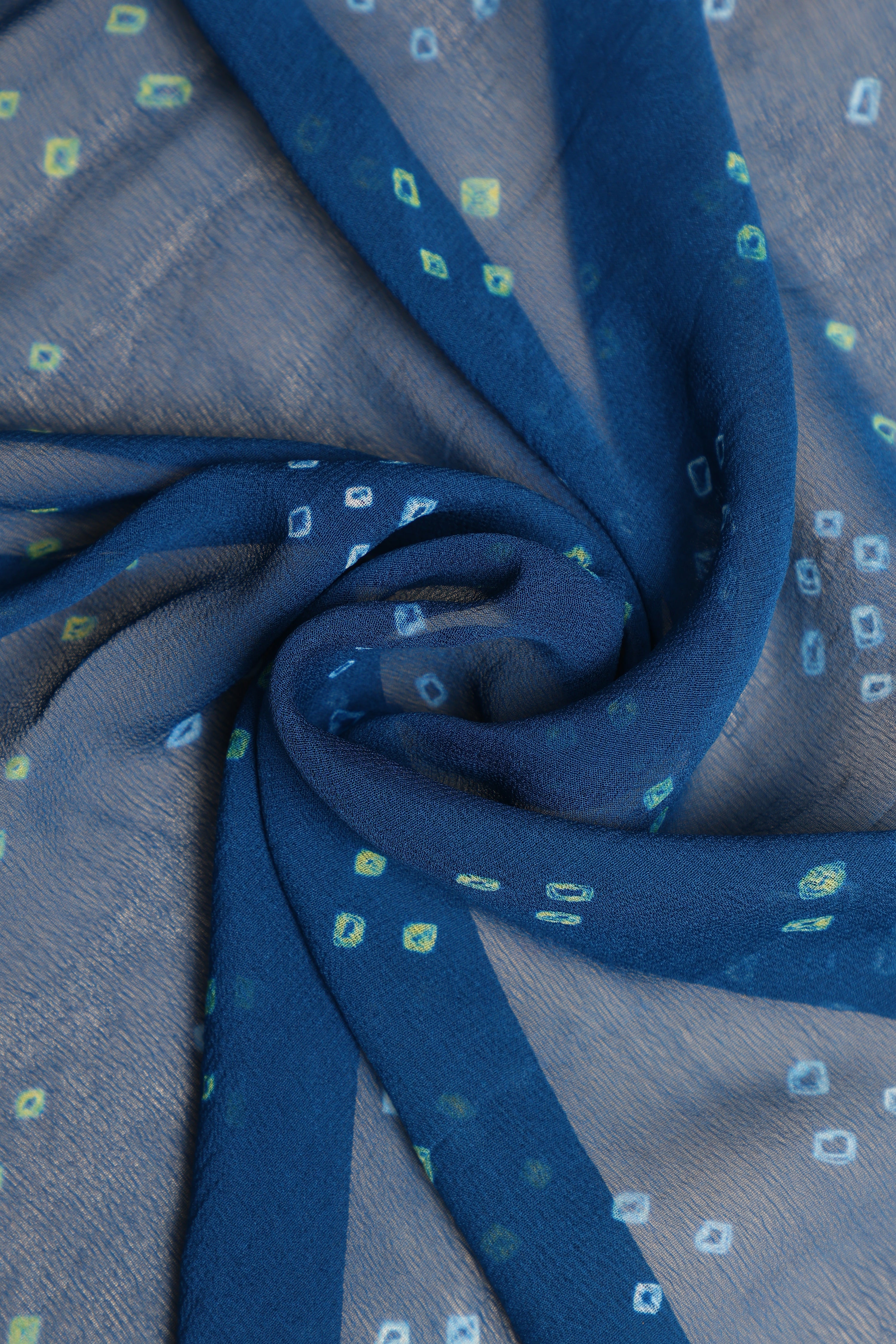 Pure Banarasi Georgette Khaddi Minakari Work Bandhej Saree - Royal Blue