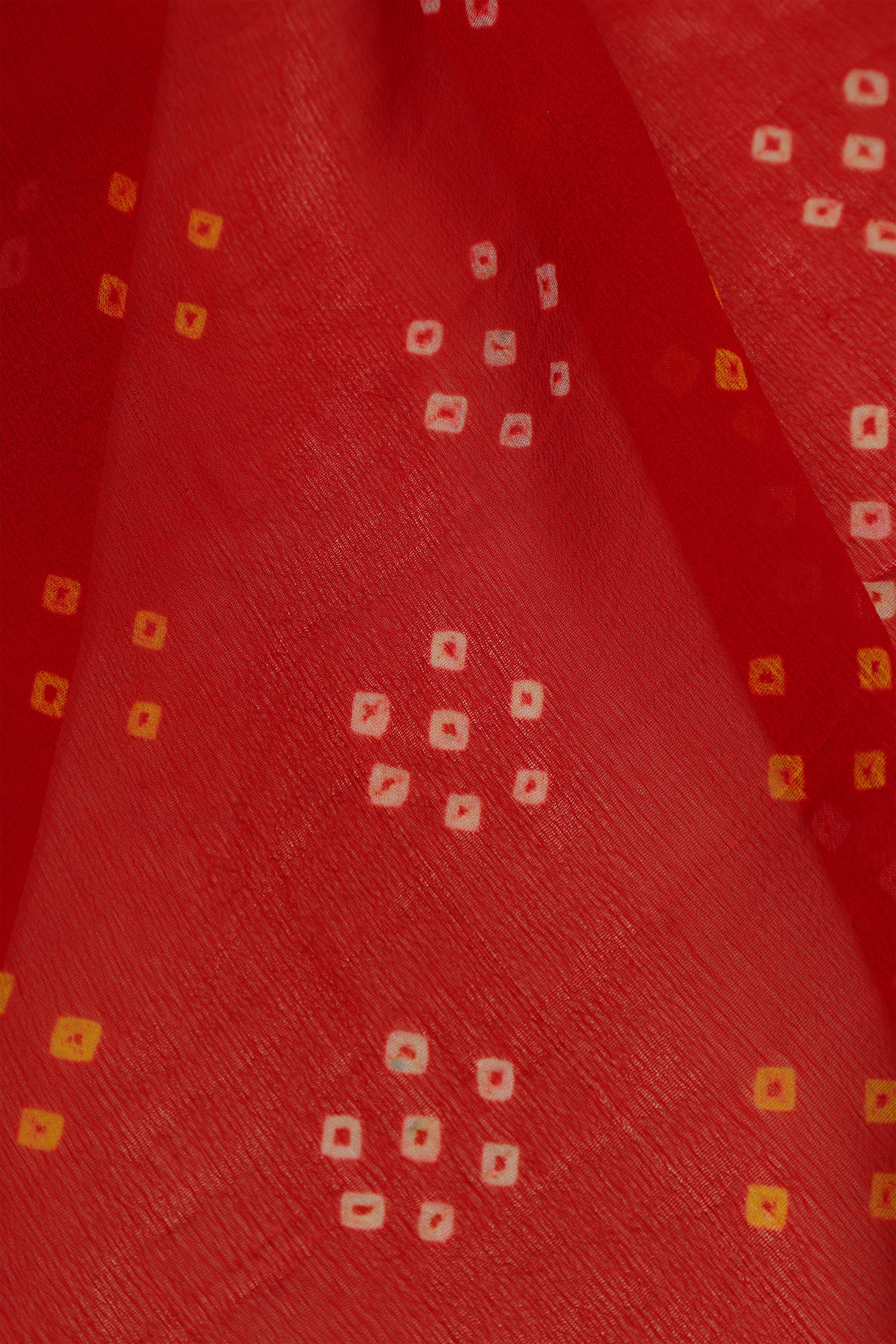 Pure Banarasi Georgette Khaddi Minakari Work Bandhej Saree - Coral Red
