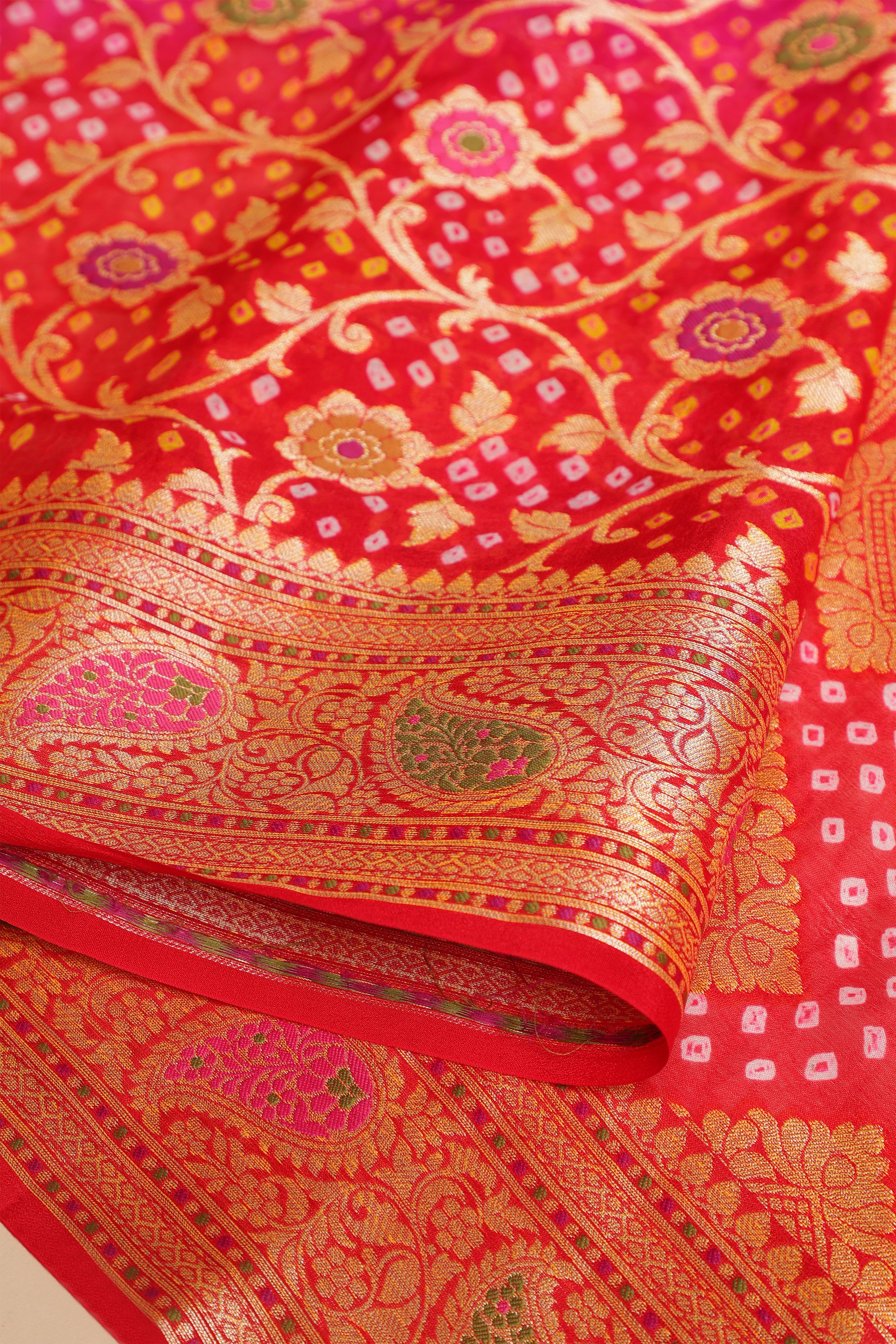 Banarasi georgette khaddi tilfi bandhej saree