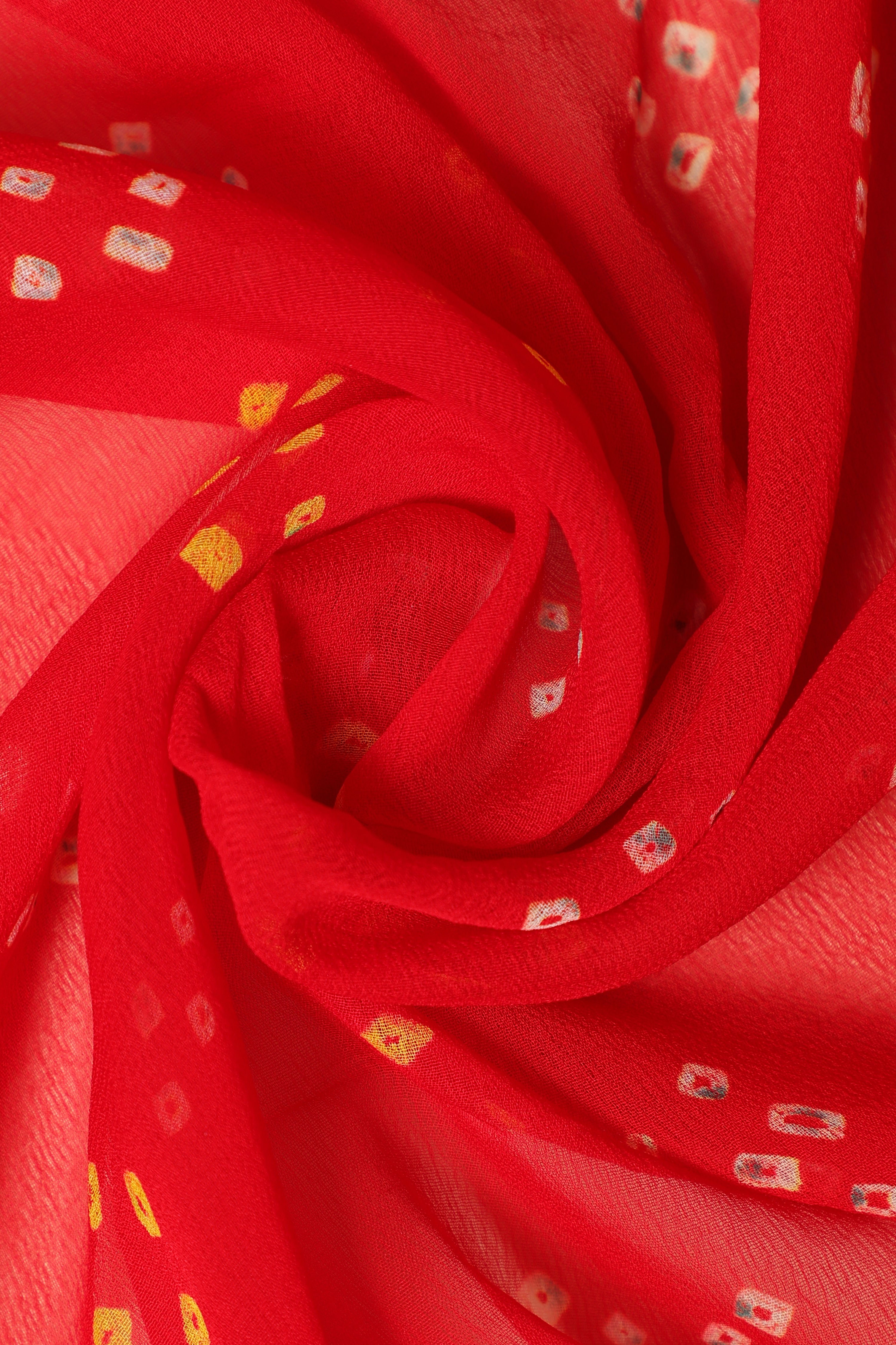 Pure Banarasi Georgette Khaddi Minakari Work Bandhej Saree - Cherry Red