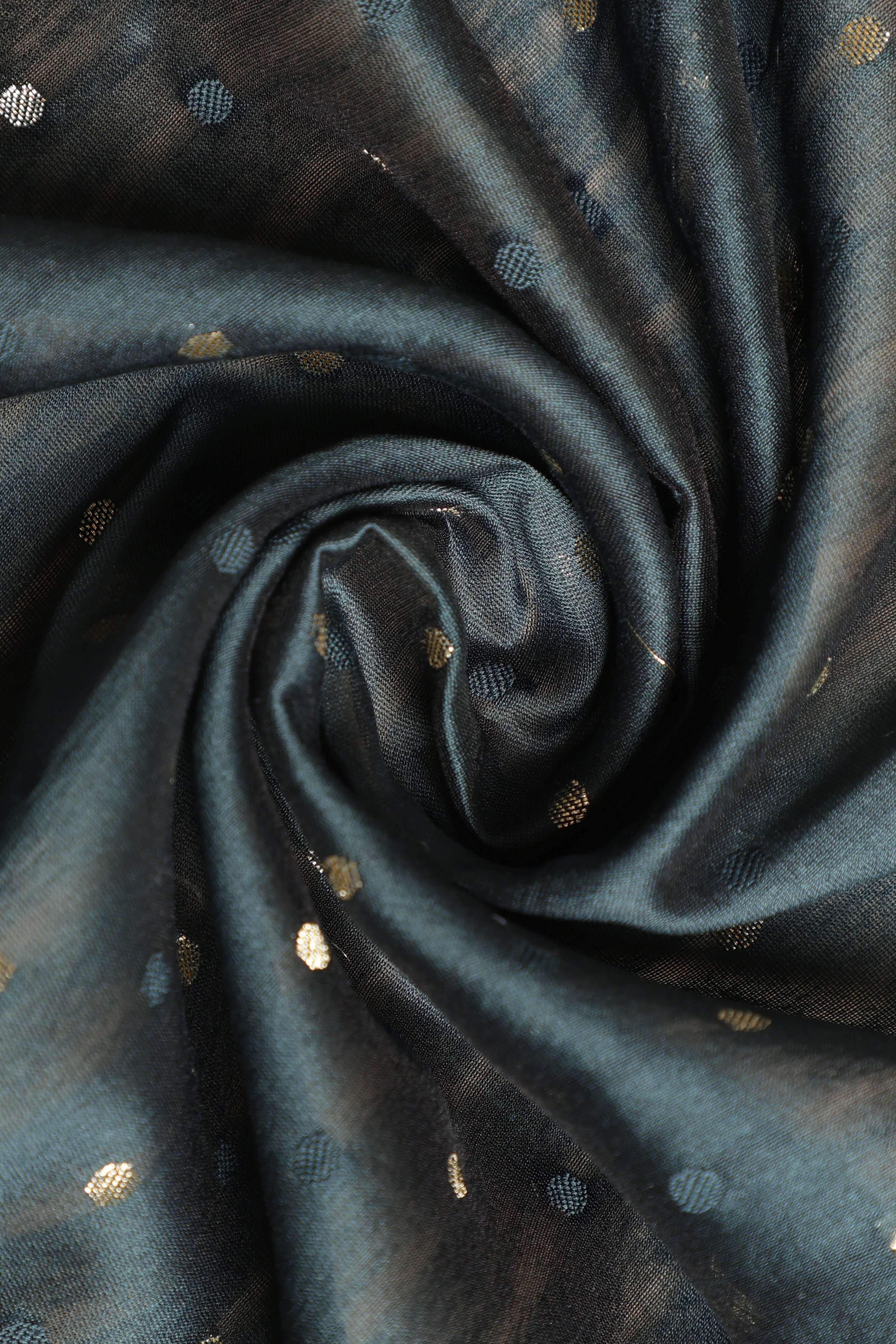 Banarasi Silk Organza Tissue Appliqué Saree - Deep Green