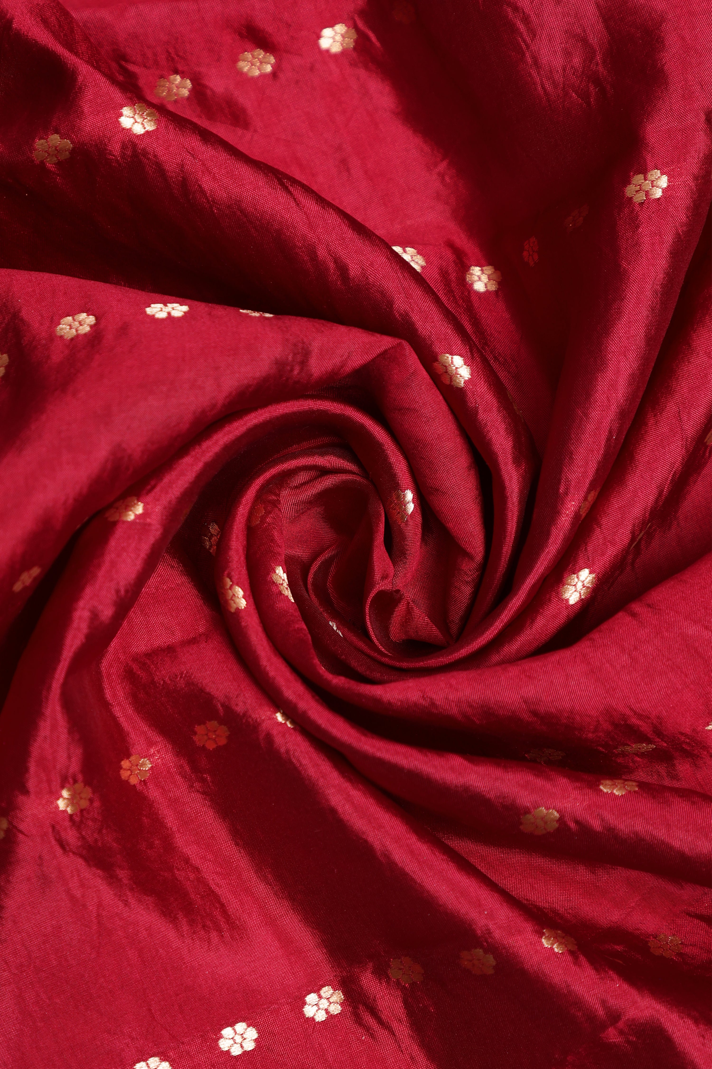 Pure Silk Katan Raw Mango Banarasi Saree - Deep Wine