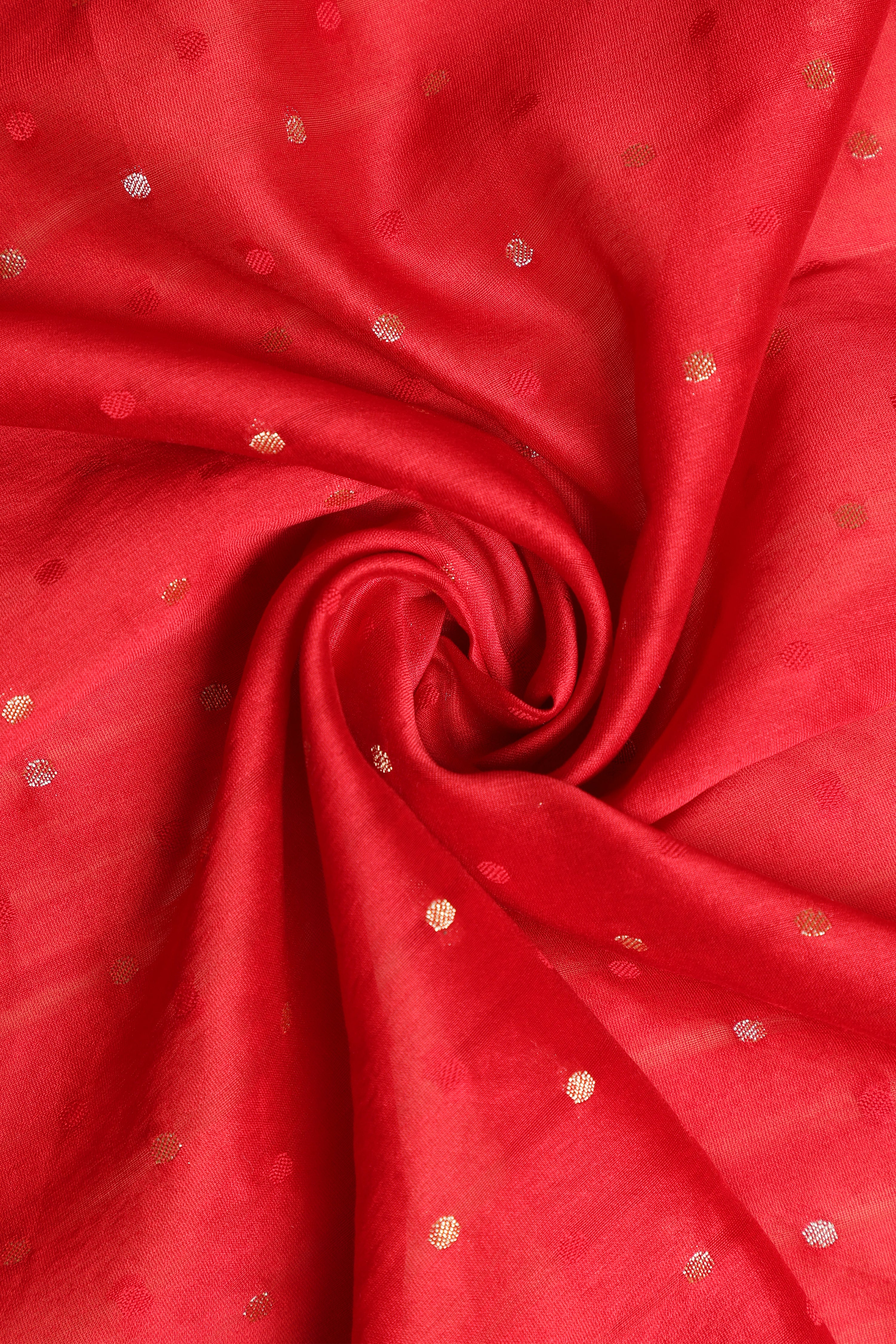 Banarasi Silk Organza Appliqué Saree - Crimson Red