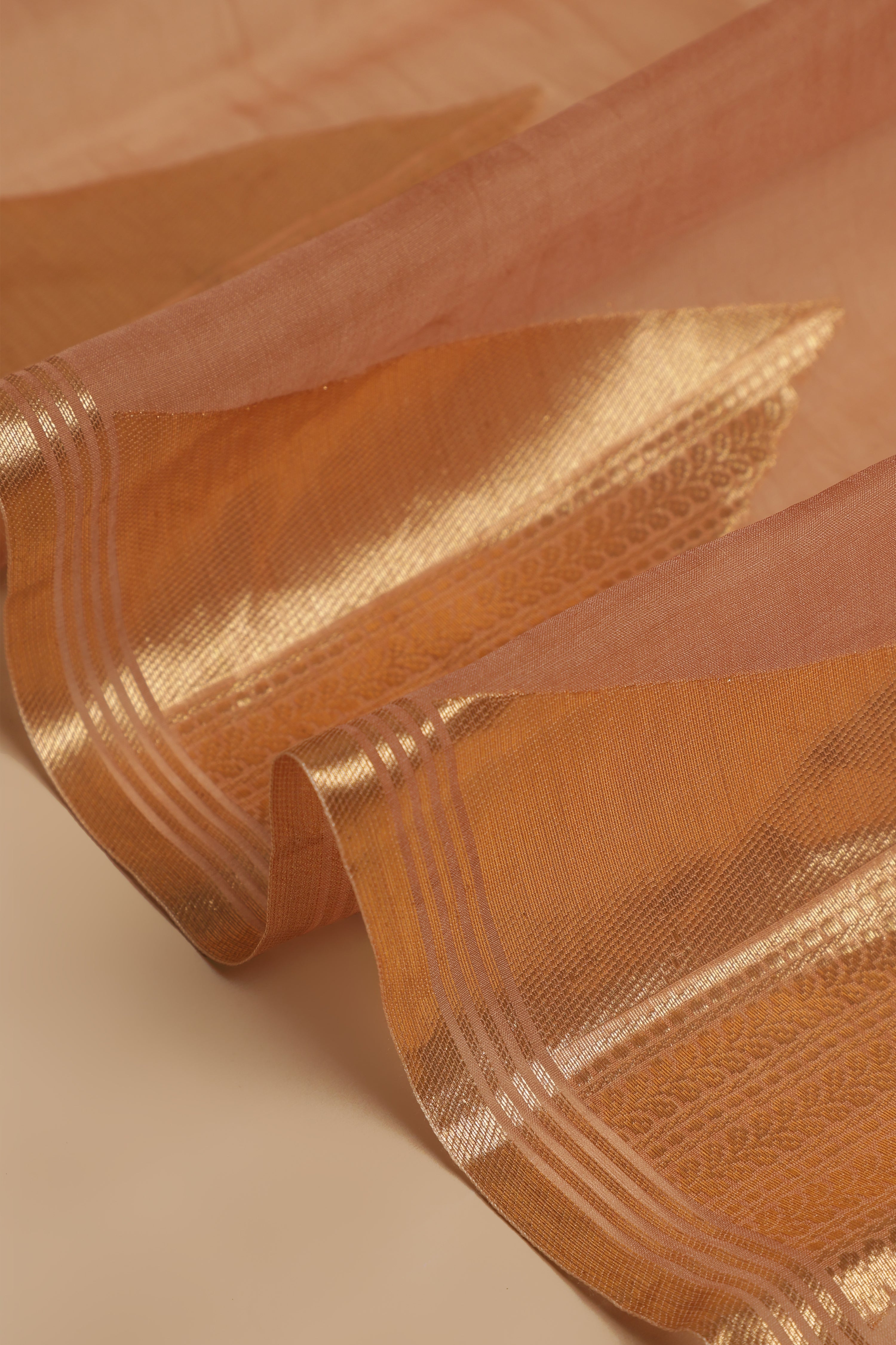 Pure Banarasi Silk Organza Butti Saree - Warm Peach