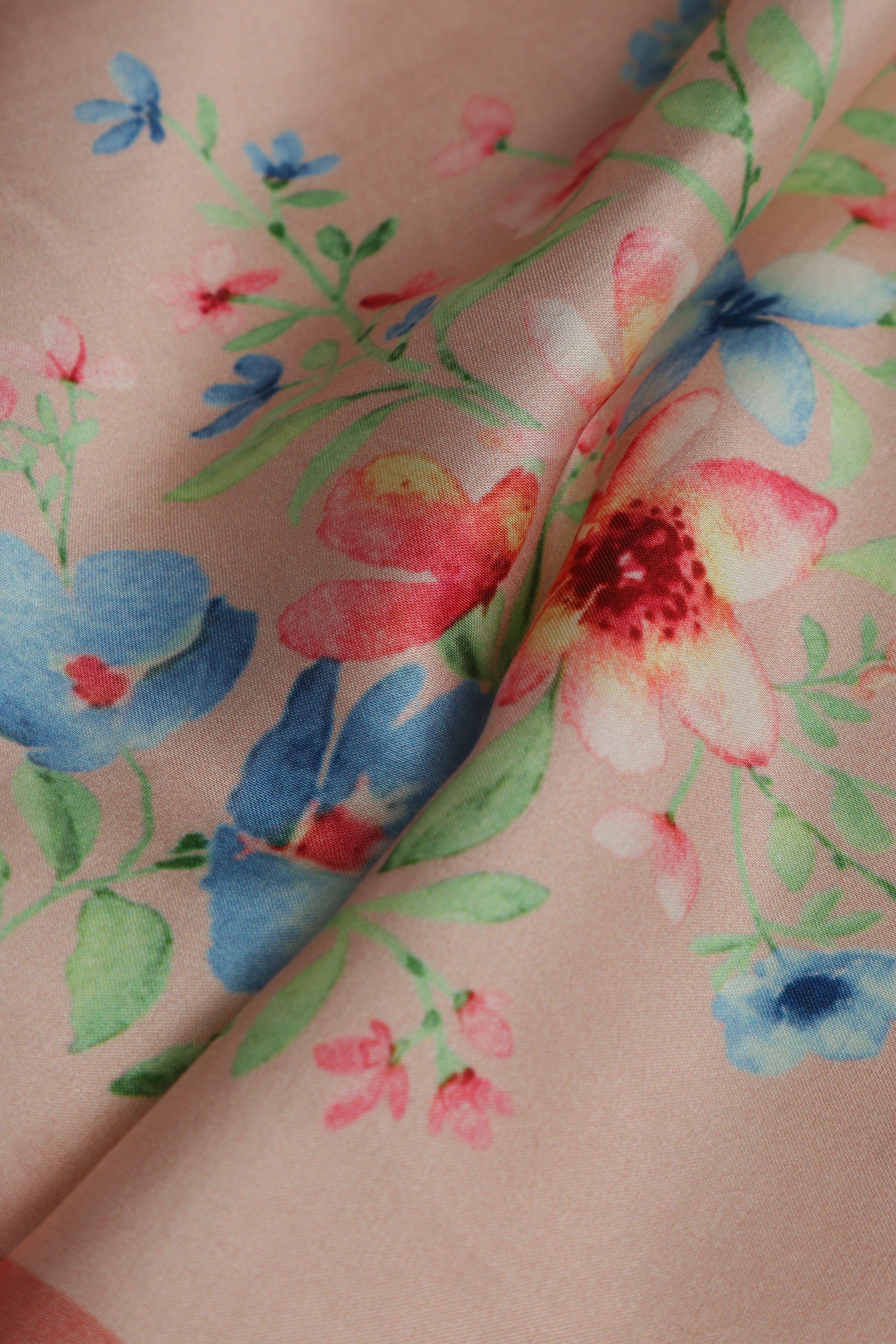 Banarasi Satin Silk Printed Saree -  Pastel Peach