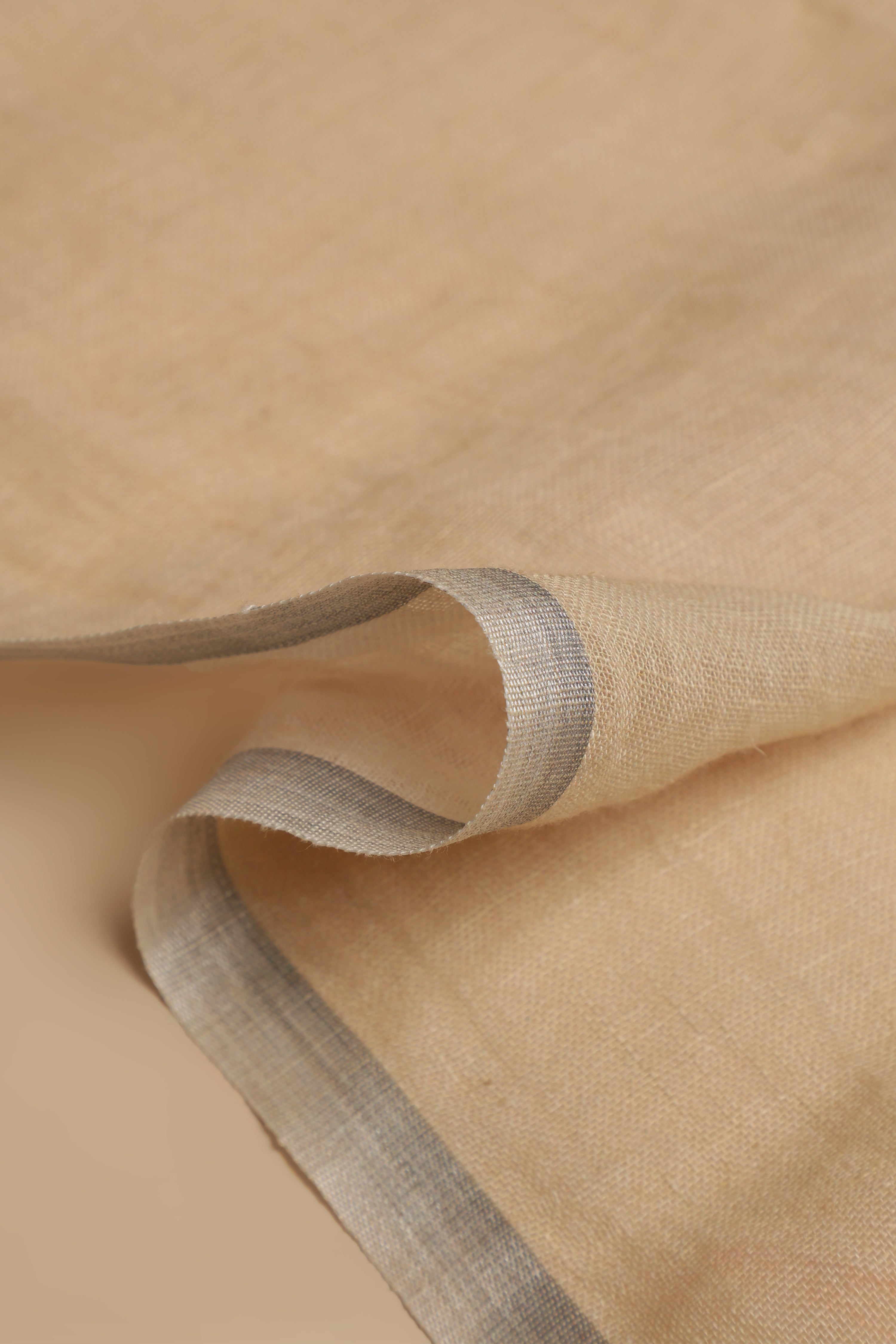 Banarasi silk linen digital printed saree - light beige