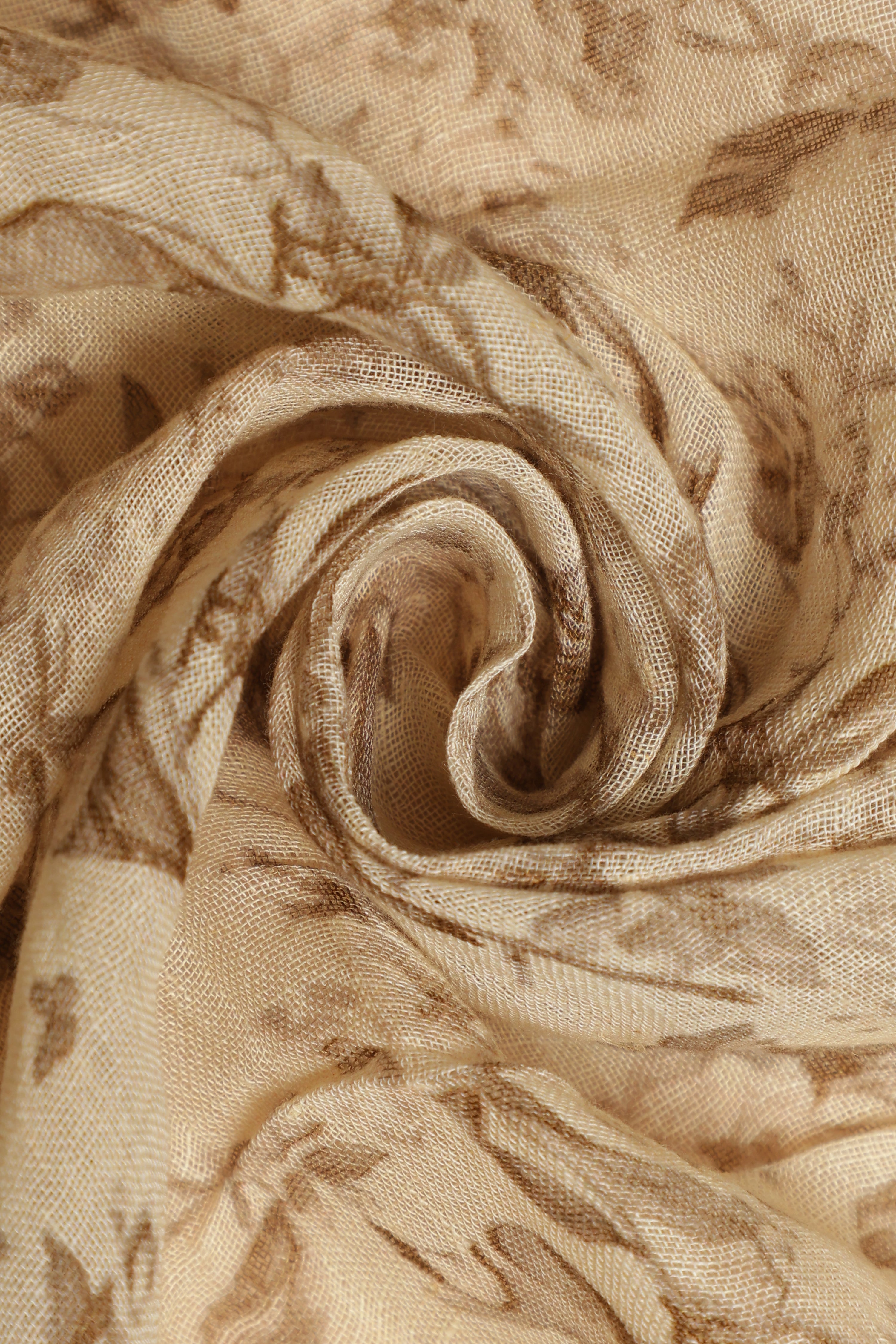 Banarasi silk linen digital printed saree - light beige