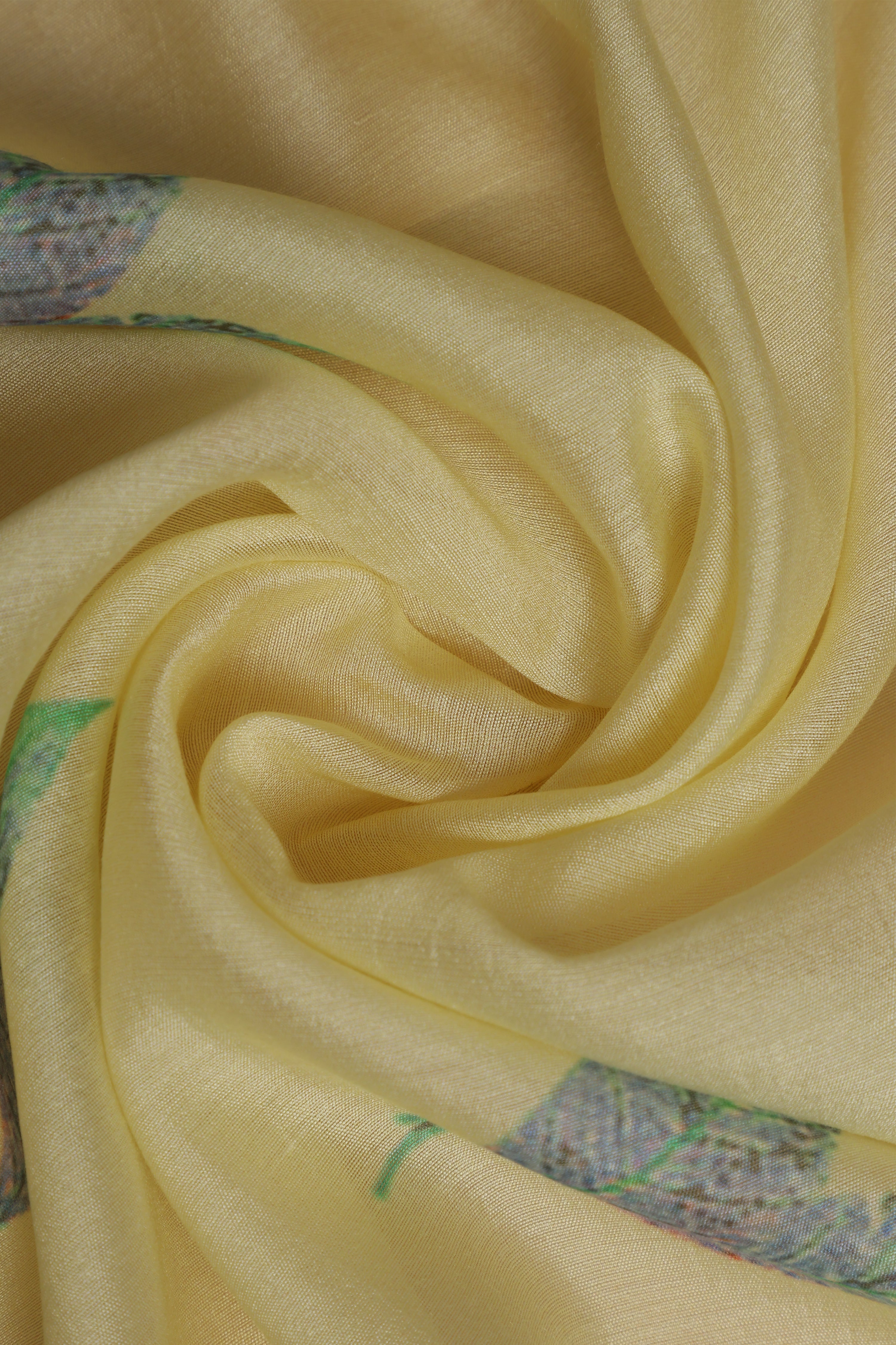 Banarasi Silk Organza Digital Print Flower Motive Saree - Yellow