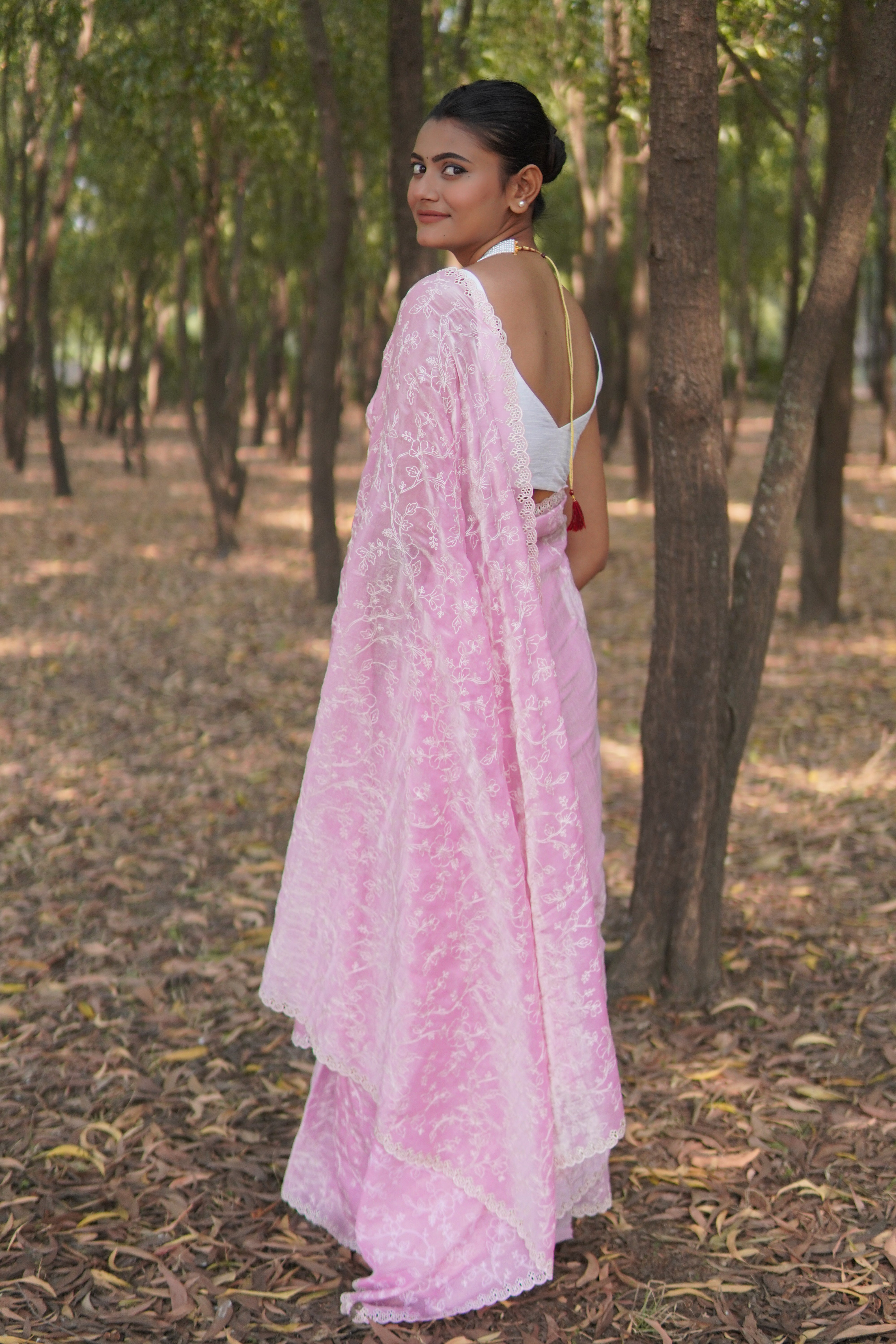 Banarasi fancy tissue Embroidery saree - Pastel Pink