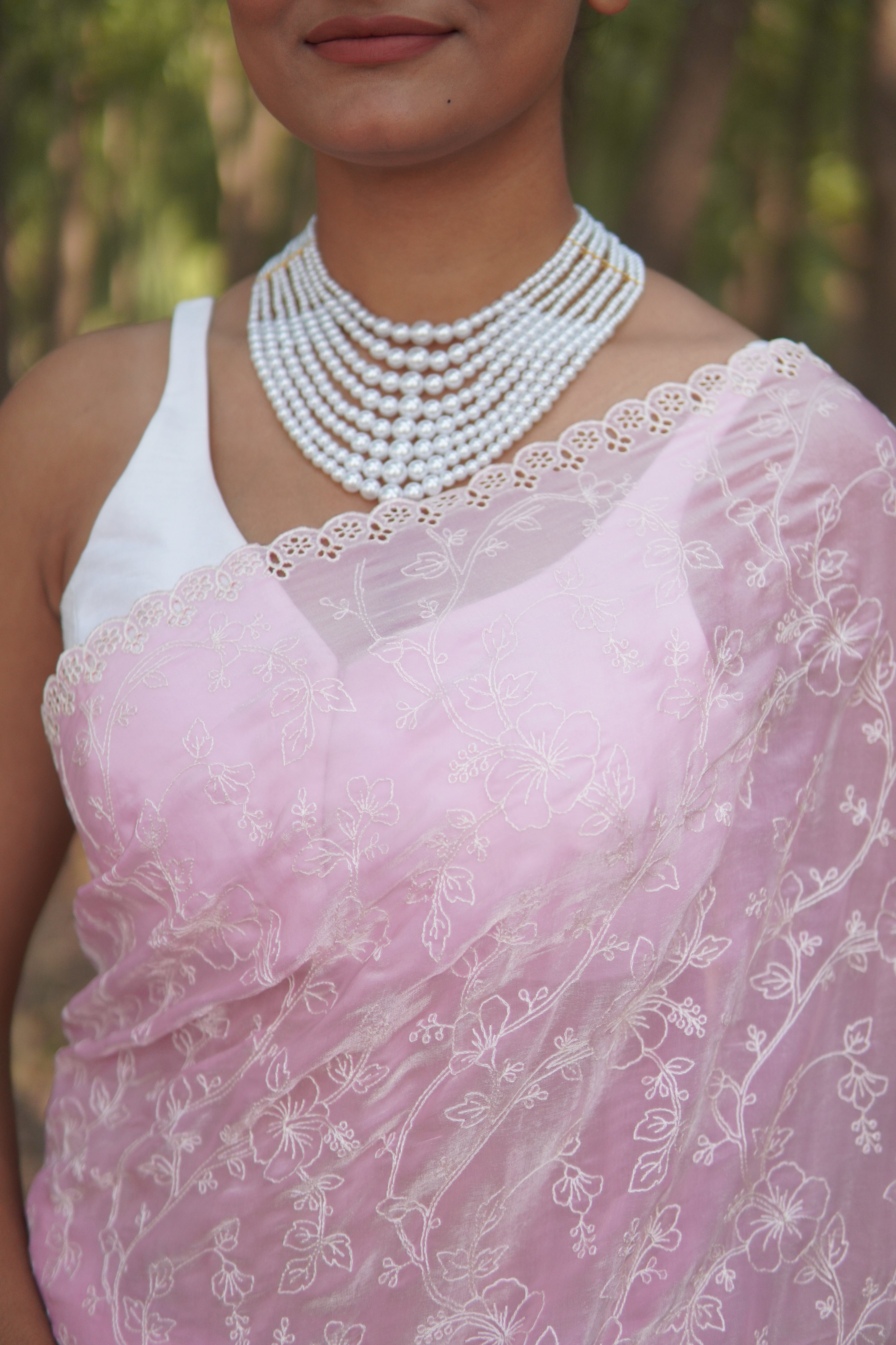 Banarasi fancy tissue Embroidery saree - Pastel Pink