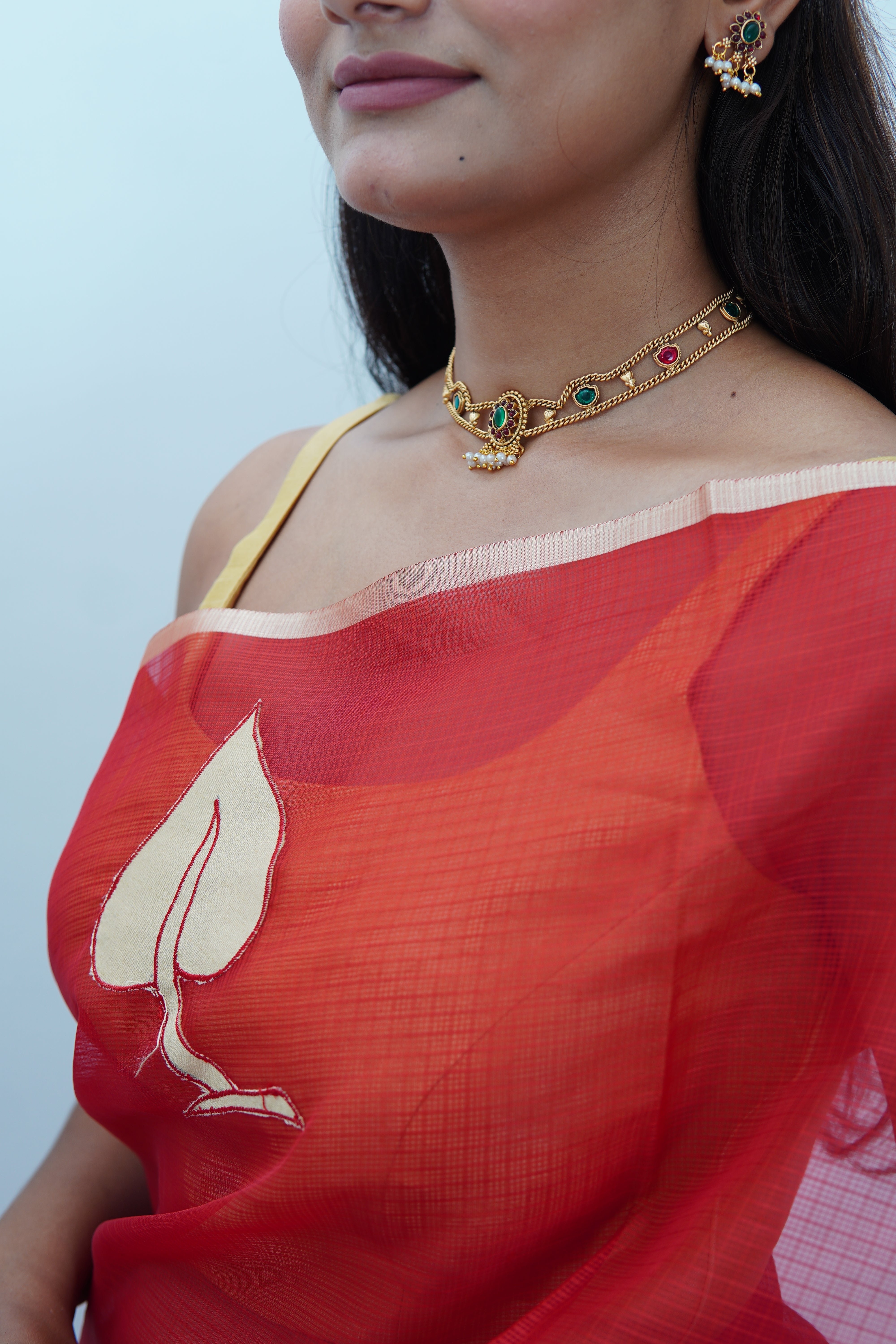 Banarasi fancy Kota butti saree- Red