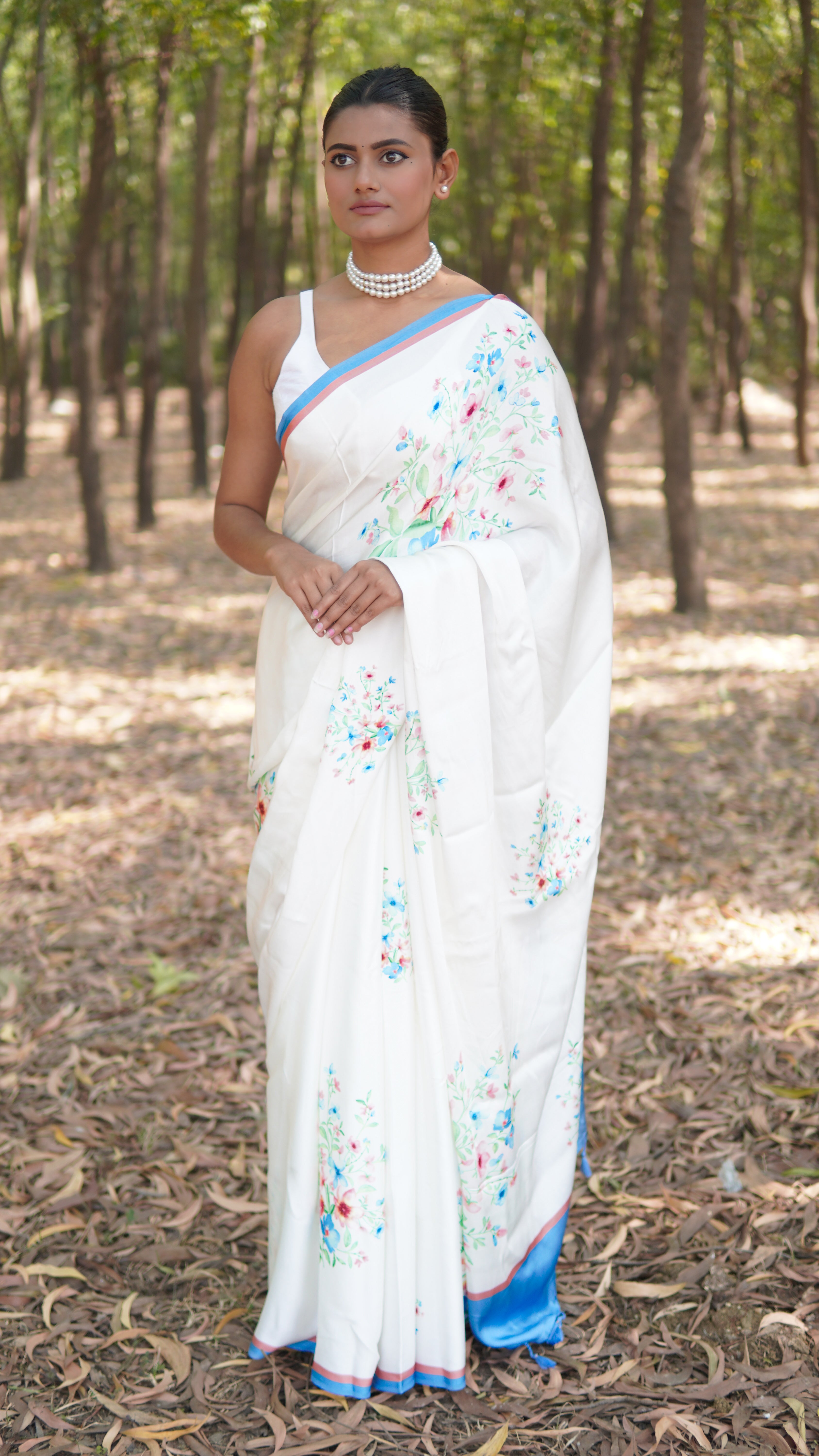Banarasi Satin Silk Printed Saree -  Pastel Peach