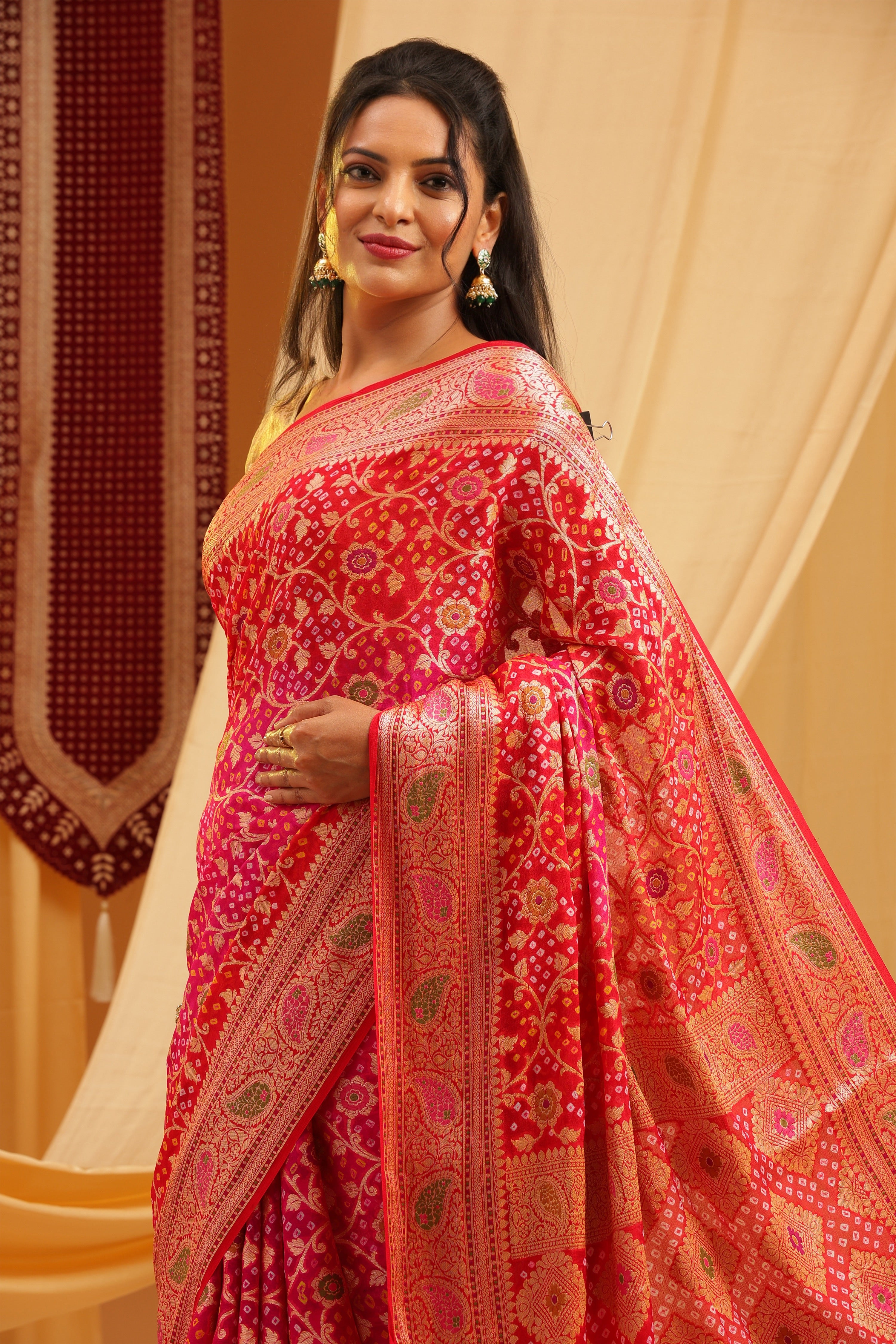 Banarasi georgette khaddi tilfi bandhej saree